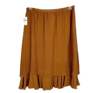 NWT  Coldwater Creek  💯 Silk  Crinkle Layered Skirt  Elastic Waistband  Large